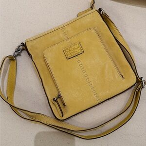 Fossil Yellow Leather Crossbody Bag